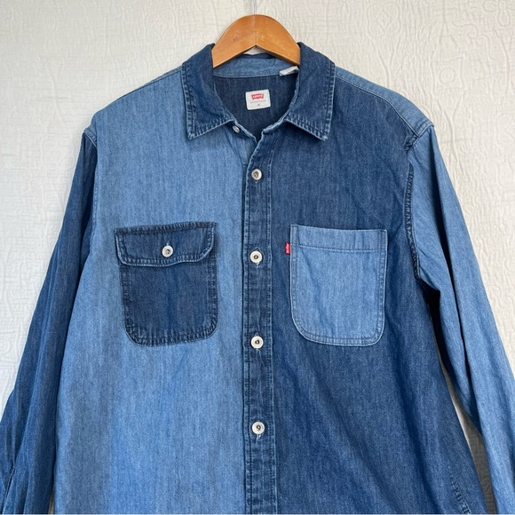 Levis Utility Shacket Mens Medium Denim Shirt Jacket Casual Patchwork Jean Top M - Picture 2 of 16